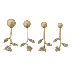 Cast Aluminum w/ Flower & Bee Handle Measuring Spoon Set