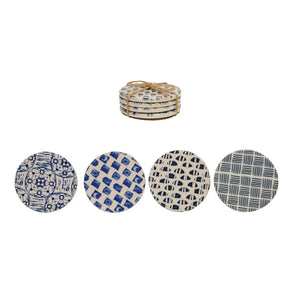 Patterned Tile Stoneware Coaster Set