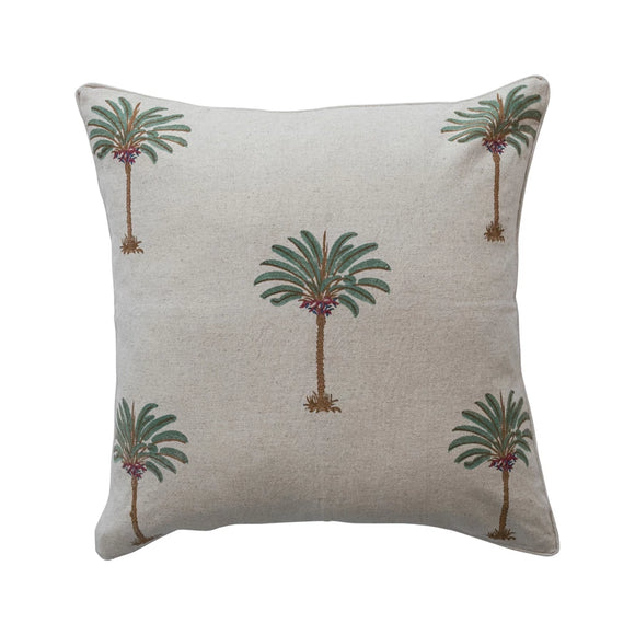Linen Palm Printed Pillow