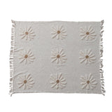 Slub Flower Tufted Throw w/ Fringe