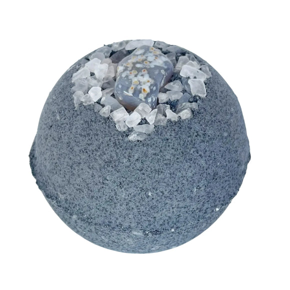 Activated Charcoal & Coarse Sea Salt Bath Bomb w/ Gem