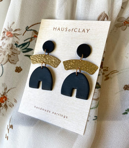 Handmade Gold Crown Hilltops Clay Earrings