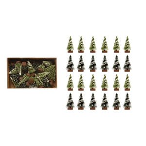 Mini Snowy Green Bottle Brush Tree Box Set