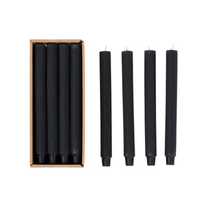 Unscented Pleated Black Taper Candle Set on