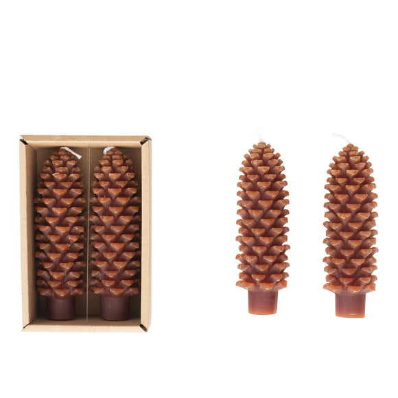 Unscented Pinecone Taper Candle Set