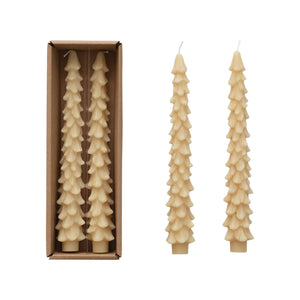 Unscented Tall Cream Tree Taper Candle Set