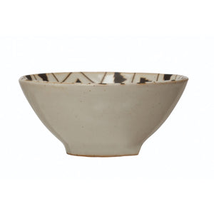 Black & White Stoneware Bowl w/ Tree Pattern