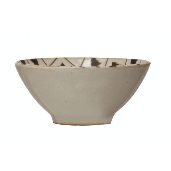 Black & White Stoneware Bowl w/ Tree Pattern