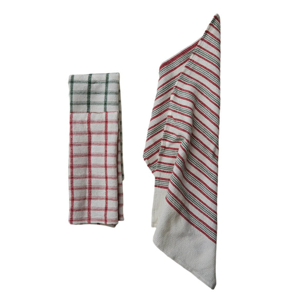 Stripes & Grid Waffle Weave Tea Towel