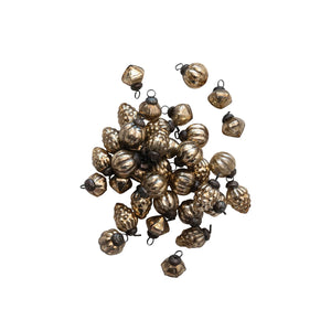 Mini Embossed Gold Mercury Glass Ornament