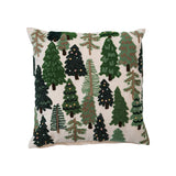 Square Embroidered Trees Pillow w/ French Knots