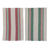 Red & Green Striped Tea Towel Set