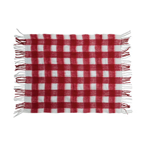 Red & White Plaid Throw w/ Fringe