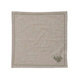 Linen Napkin Set w/ Embroidered Botanical