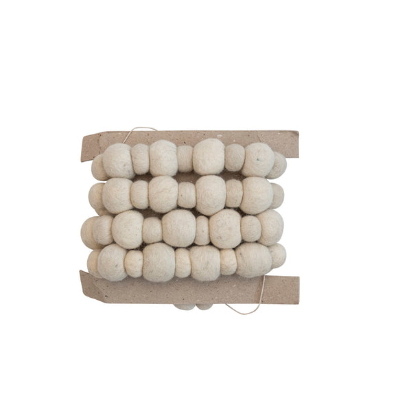 Cream Wool Felt Ball Garland