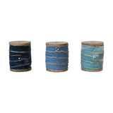 Blue Metallic Ribbon on Wood Spool