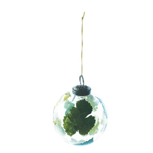 Glass Ball Ornament w/ Embedded Leaves