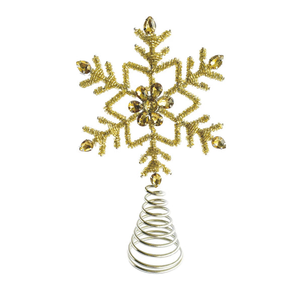 Gold Beaded Snowflake Tree Topper