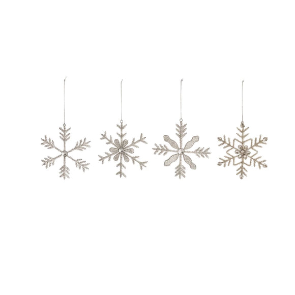 Metal & Glass Beaded Snowflake Ornament