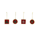 Velvet & Metal Beaded Holiday Icon Ornament