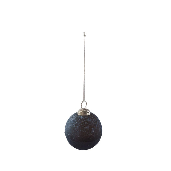 Two-Tone Navy Glass Ball Ornament