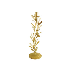 Small Pewter Taper Holder w/ Leaves & Berries