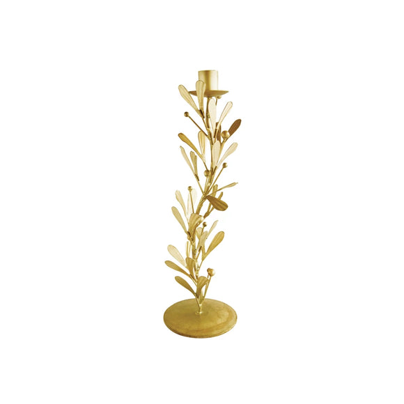 Small Pewter Taper Holder w/ Leaves & Berries