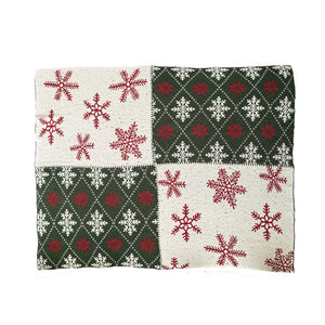Knit Throw w/ Snowflake Pattern