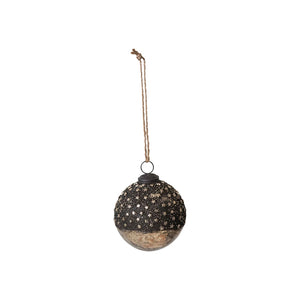 Small Dipped Bronze Mercury Glass Ball Ornament w/ Stars