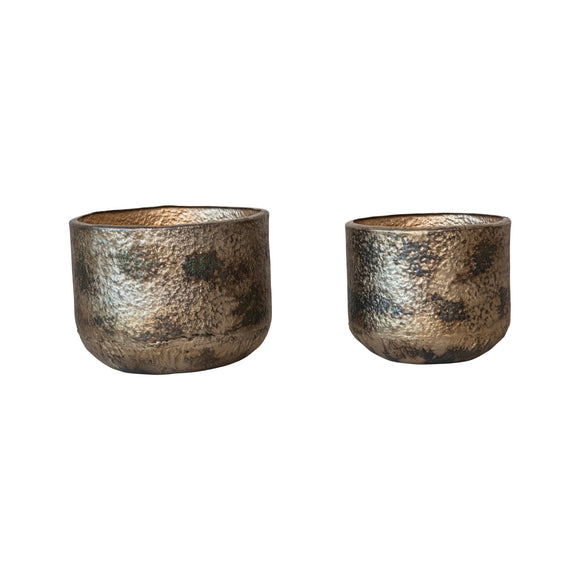 Oxidized Gold Metal Planter