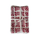 Stonewashed Red & Green Printed Waffle Weave Tea Towel Set