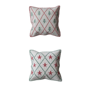 Square Holiday Emboidered Pillow