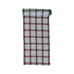 Natural, Green, & Red Plaid Embroidered Table Runner