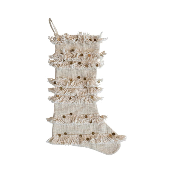 Cream Cotton Slub Moroccan Blanket Stocking