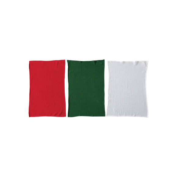 Red, Green, & White Cloth Towel Set