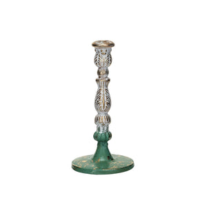 Large Green & Gold Cast Iron Taper Holder