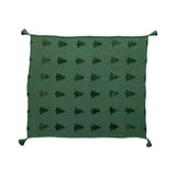 Green Woven Jacquard Throw w/ Trees & Tassels