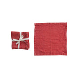 Stonewashed Red Linen Cocktail Napkin Set