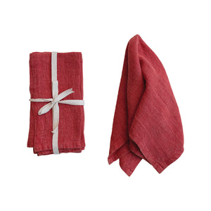 Stonewashed Red Linen Napkin Set