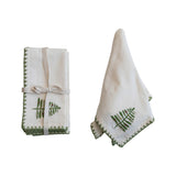 Embroidered Napkin Set w/ Tree & Stitched Edge