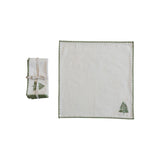 Embroidered Napkin Set w/ Tree & Stitched Edge