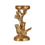 Gold Decorative Candle Holder w/ Bird & Branch