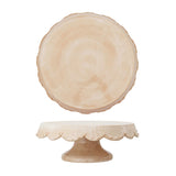 Nude Stoneware Pedestal w/ Scalloped Edge