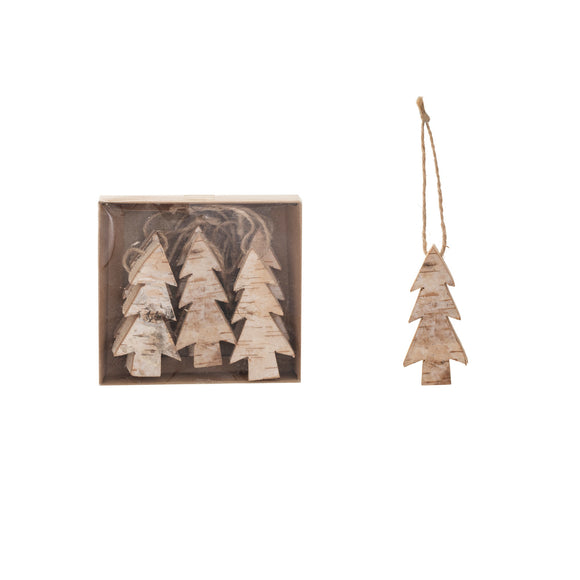 Birch Bark Tree-Shaped Ornament Box Set