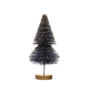 Glittered Sisal Bottle Brush Tree w/ Wood Base