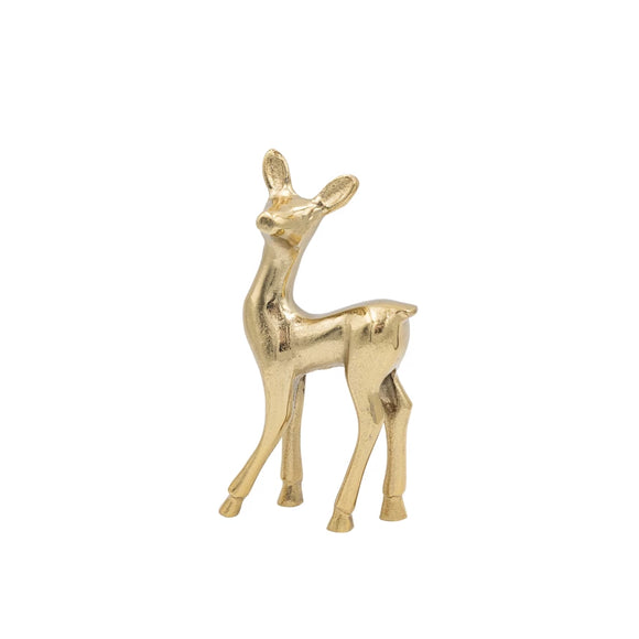 Gold Cast Aluminum Deer Figurine