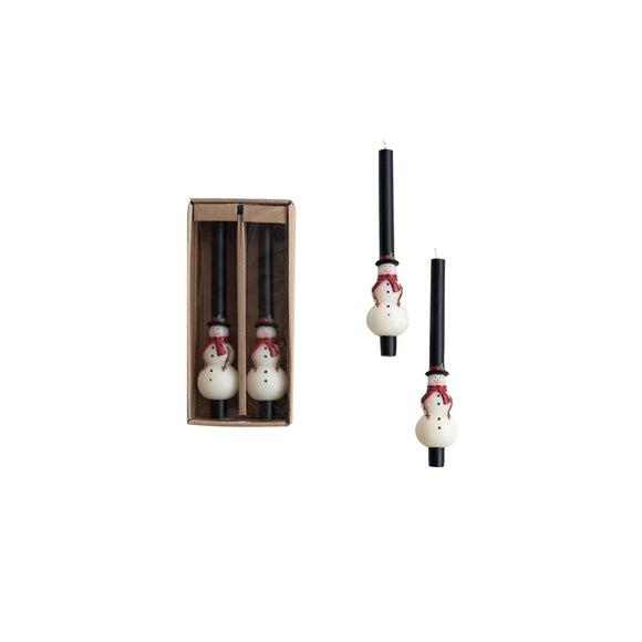 Unscented Snowman-Shaped Taper Candle Set