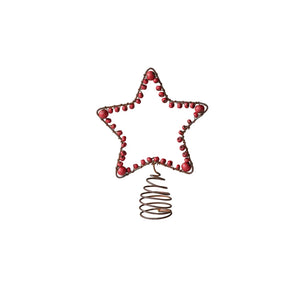 Metal & Mango Wood Beaded Star Tree Topper