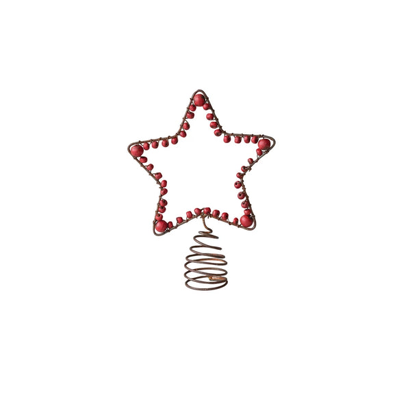 Metal & Mango Wood Beaded Star Tree Topper