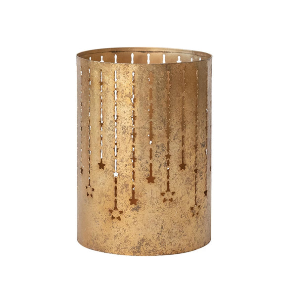 Gold Metal Votive w/ Cut-Outs